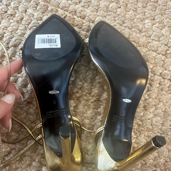 TONY BIANCO MILLIE GOLD FOIL HEELS SIZE 8 - Picture 8 of 11